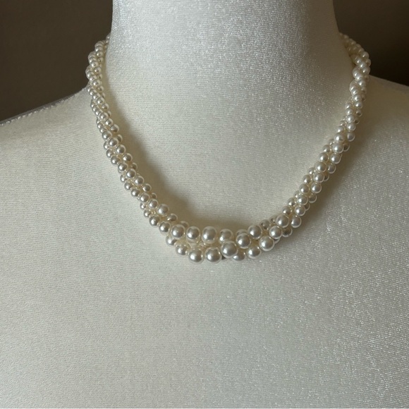 Vintage Napier Faux Pearl twisted Collar Necklace - Picture 1 of 7